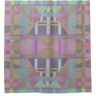 Green Purple Pink Geometric Shower Curtain