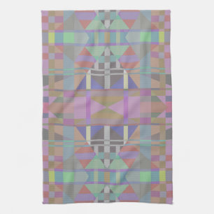 Green Purple Pink Geometric Tea Towel