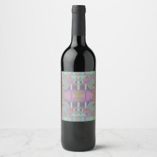 Green Purple Pink Geometric Wine Label