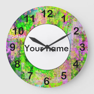 Green purple texture large clock