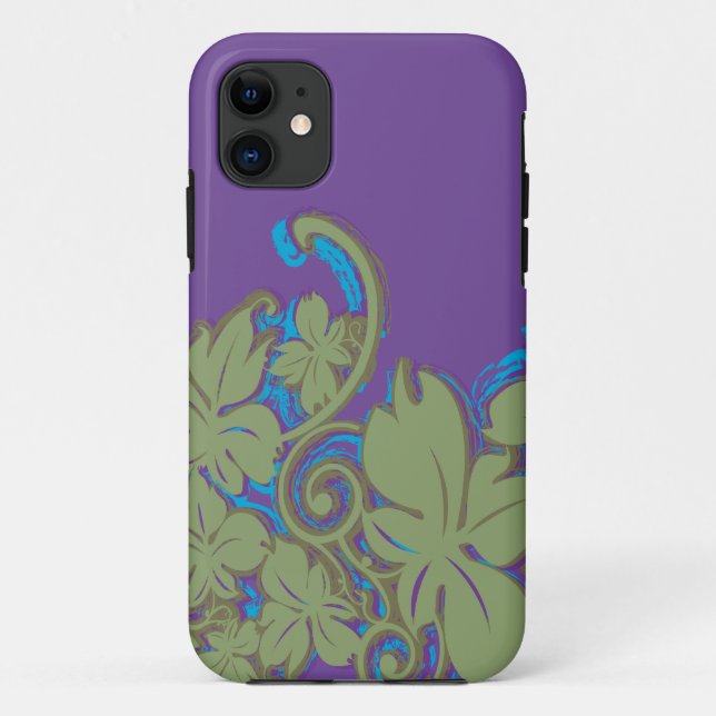 Green, Purple, Turquoise Leaf Floral Case-Mate iPhone Case (Back)