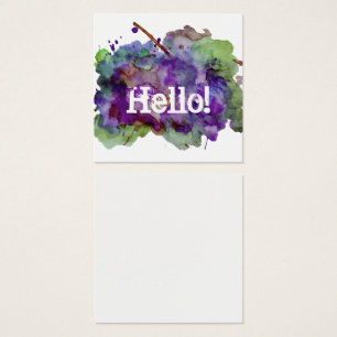 Green/Purple Watercolor Paint Splatter Hello Notes