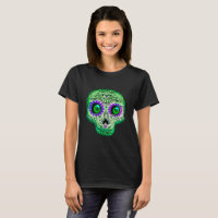 Green & Purple Whimsical Glowing Sugar Skull