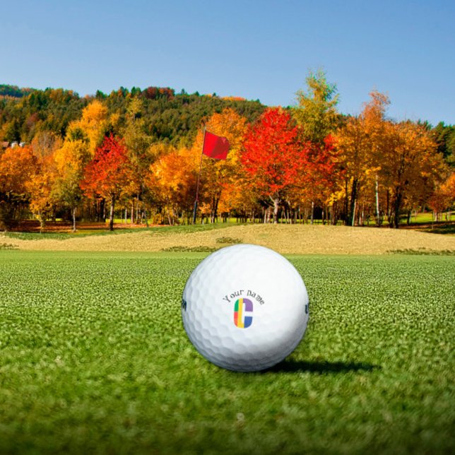 Green purple yellow red initial letter C Golf Balls (Creator Uploaded)