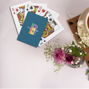 Green purple yellow red Monogram Initial  B blue Playing Cards