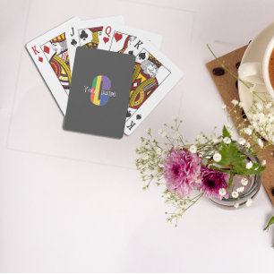 Green purple yellow red Monogram Initial  C grey Playing Cards