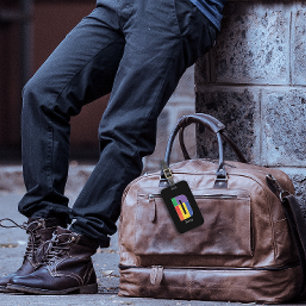 Green purple yellow red Monogram Initial D black Luggage Tag