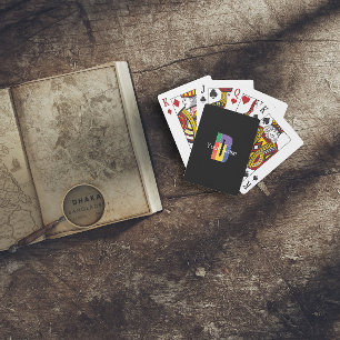 Green purple yellow red Monogram Initial D black Playing Cards