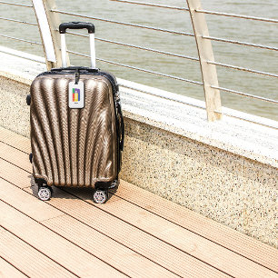 Green purple yellow red Monogram Initial D white Luggage Tag