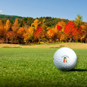 Green purple yellow red Monogram letter A Golf Balls