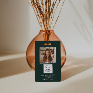 Green QR code modern minimal photo abstract ID Badge