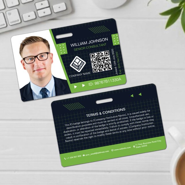 Green QR Code Photo ID Badge | Corporate Employee (Creator Uploaded)