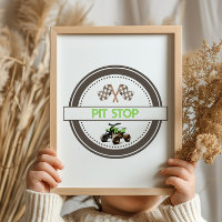 Green Quad Bike Pit Stop Birthday Sign