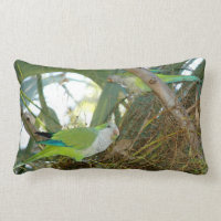 Green quaker parrot birds Pillow