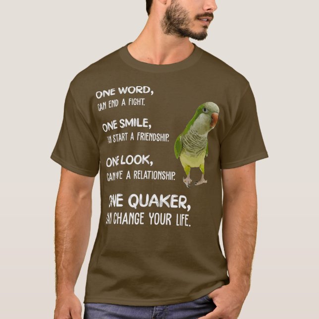 Green Quaker Shirt One Quaker Parrot Bird Change (Front)