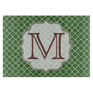 Green Quarterfoil Latti Glass Cutting Board