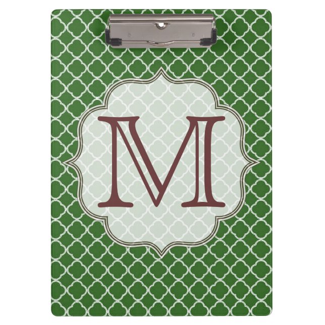 Green Quarterfoil Latti Monogram Clip Board (Front)