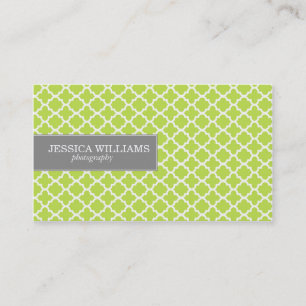 Green Quatrefoil Business Cards