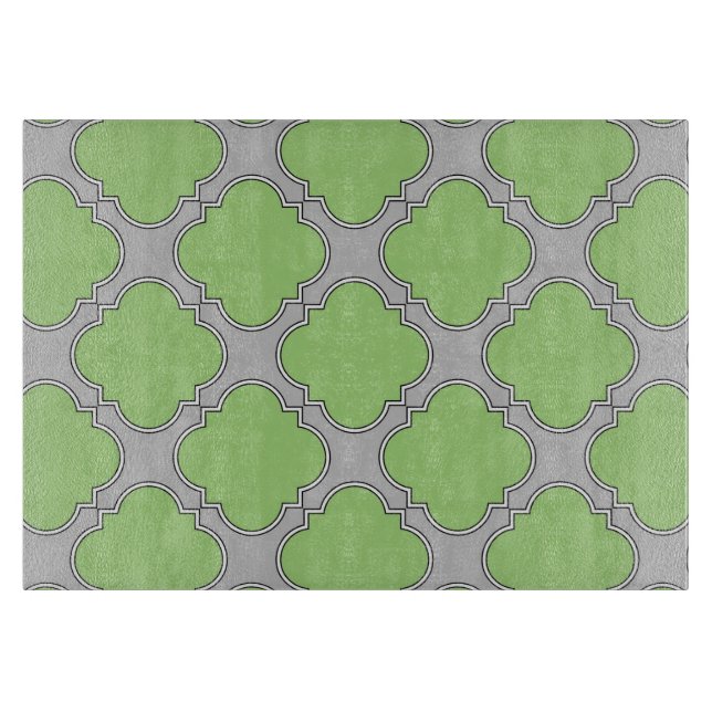 Green Quatrefoil Cutting Board (Front)