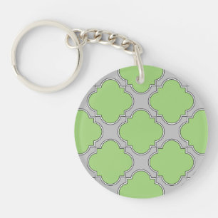 Green Quatrefoil Key Ring