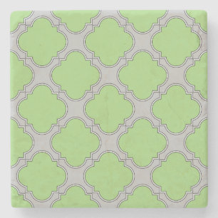 Green Quatrefoil Stone Coaster