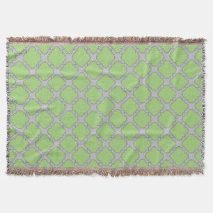 Green Quatrefoil Throw Blanket