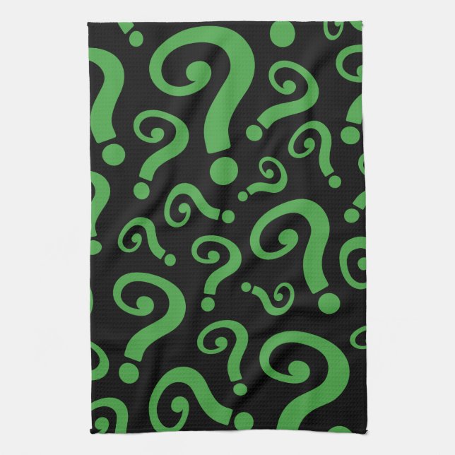 Green Question Mark Tea Towel (Vertical)