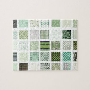 Green quilt mosaic pattern jigsaw puzzle