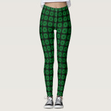 Green Quilted Spandex Leggings