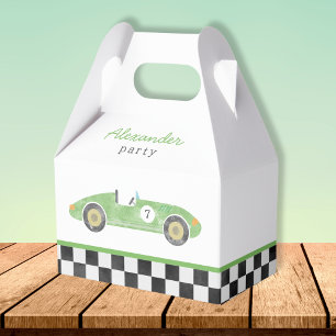 Green race car birthday favour box