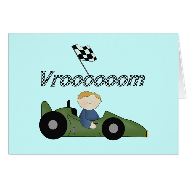 Green Race Car Vroom Tshirts and Gifts (Front Horizontal)