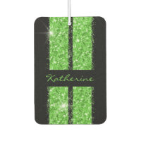 Green Race Stripe Sparkle Glitter Personalised Car