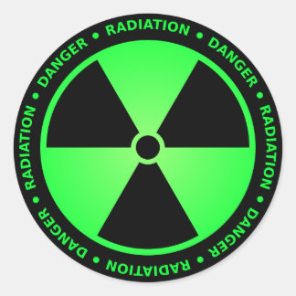 Green Radiation Warning Classic Round Sticker