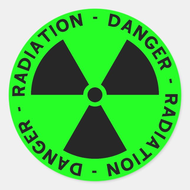 Green Radiation Warning Classic Round Sticker (Front)