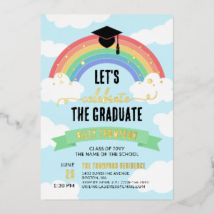 Green Rainbow Clouds Let's Celebrate the Graduate
