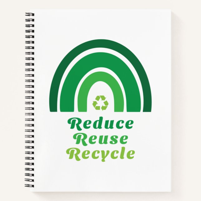 Green Rainbow Environmental Reduce Reuse Recycle Notebook (Front)