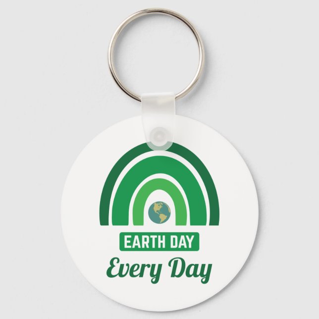 Green Rainbow Environmentalism Earth Day Every Day Key Ring (Front)