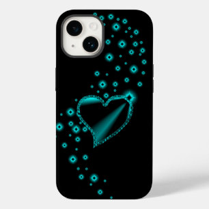Green Rainbow Heart with Stars on Black Case-Mate iPhone 14 Case