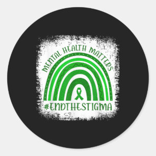 Green Rainbow Mental Health S Awareness Month Classic Round Sticker