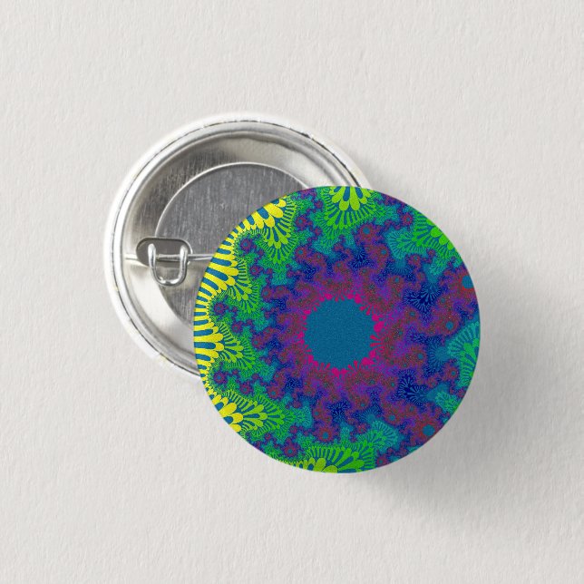 Green Rainbow Sunburst Small Button (Front & Back)