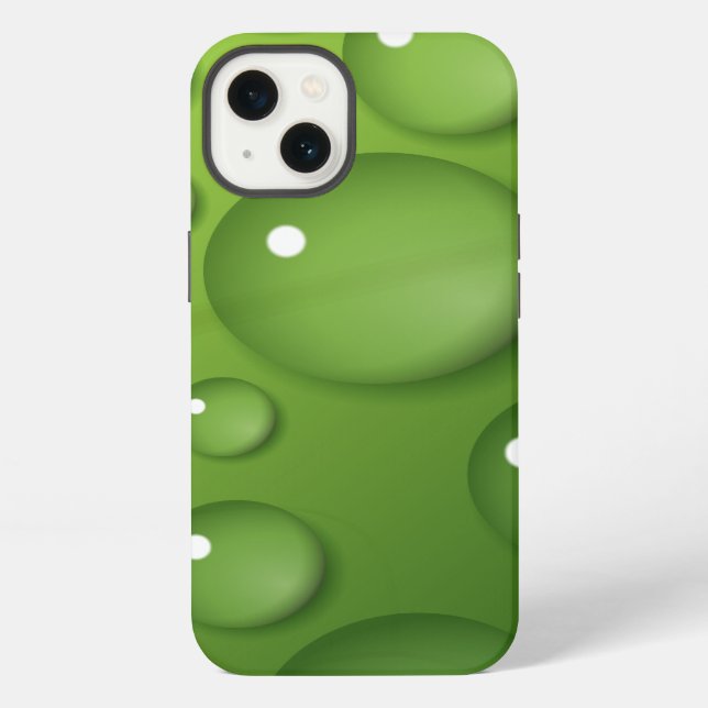 Green Raindrop Pattern iPhone Case (Back)