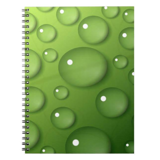Green Raindrop Pattern Spiral Notebook (Front)
