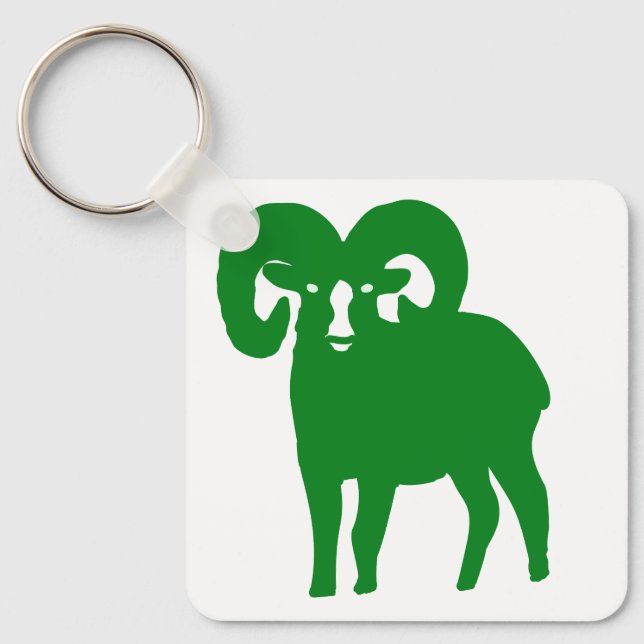 Green Ram Zodiac – Fresh Aries Silhouette Keychain (Front)
