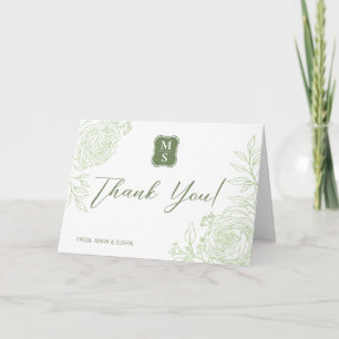 Green Ranunculus Wedding Congratulation Card