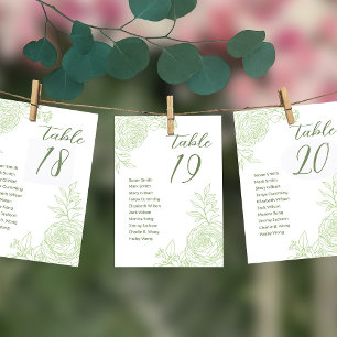 Green Ranunculus Wedding Seating Chart Card