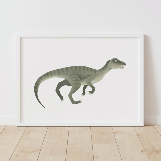 Green Raptor Dinosaur Kids Room Poster (Creator Uploaded)