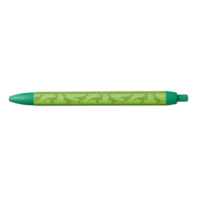 Green Raptor Pattern Black Ink Pen (Front)