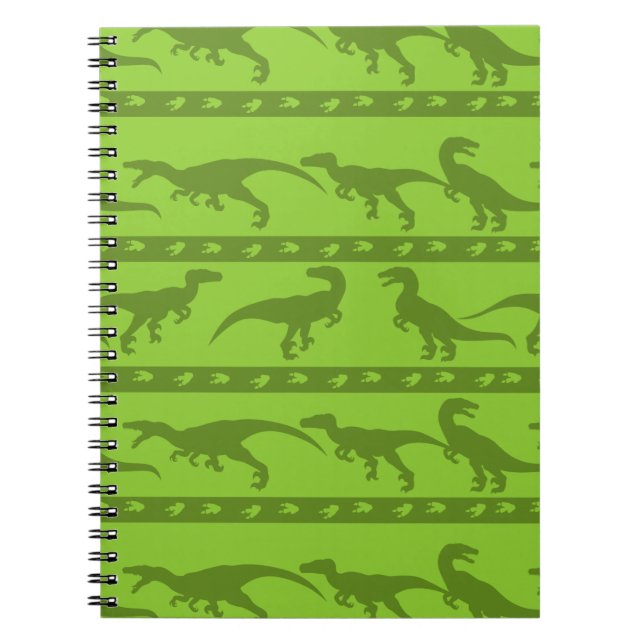Green Raptor Pattern Spiral Notebook (Front)