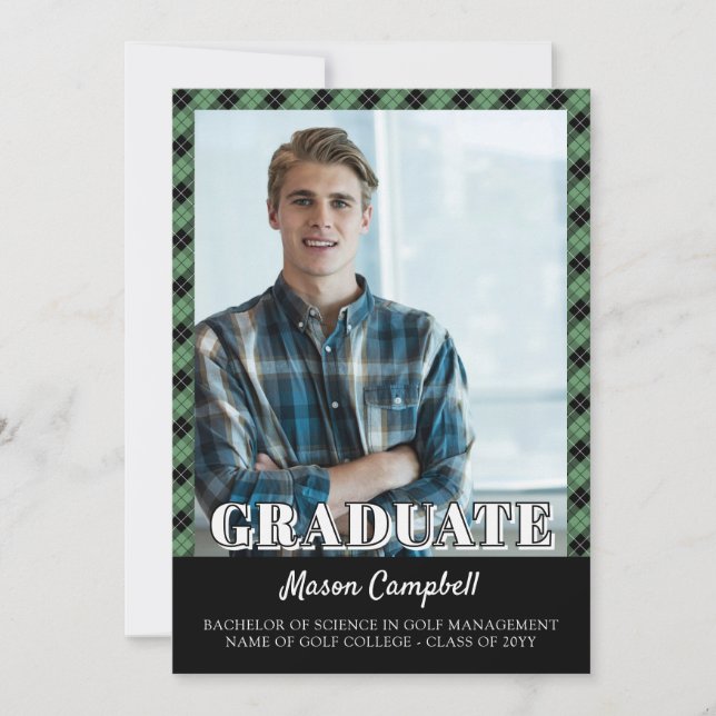 Green Ready Fore Bright Future Golf Graduation Announcement (Front)