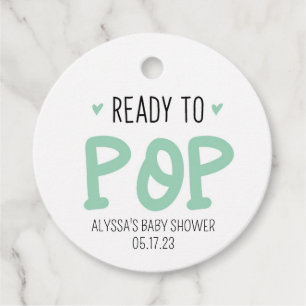 Green Ready To Pop Baby Shower Tags
